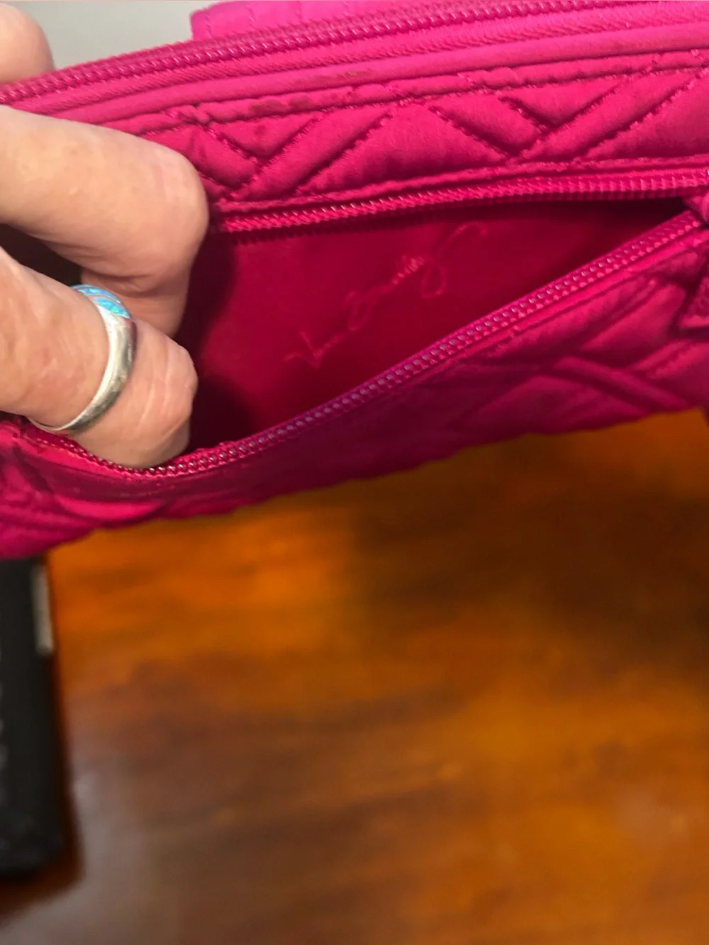 vera bradley Quilted Magenta Turn lock Zip-Around organizer Wallet